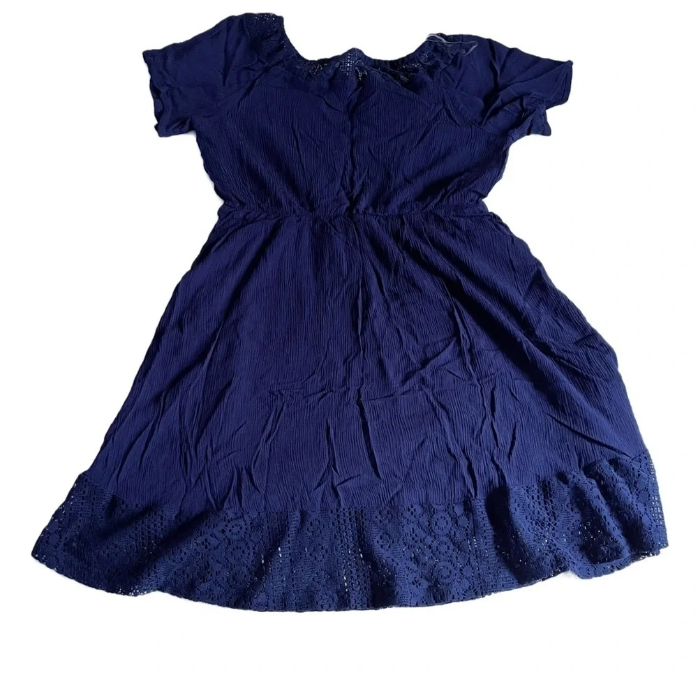 JUSTICE Girl’s Dark Blue Short Sleeve Lace Ruffle Dress - Size 16
